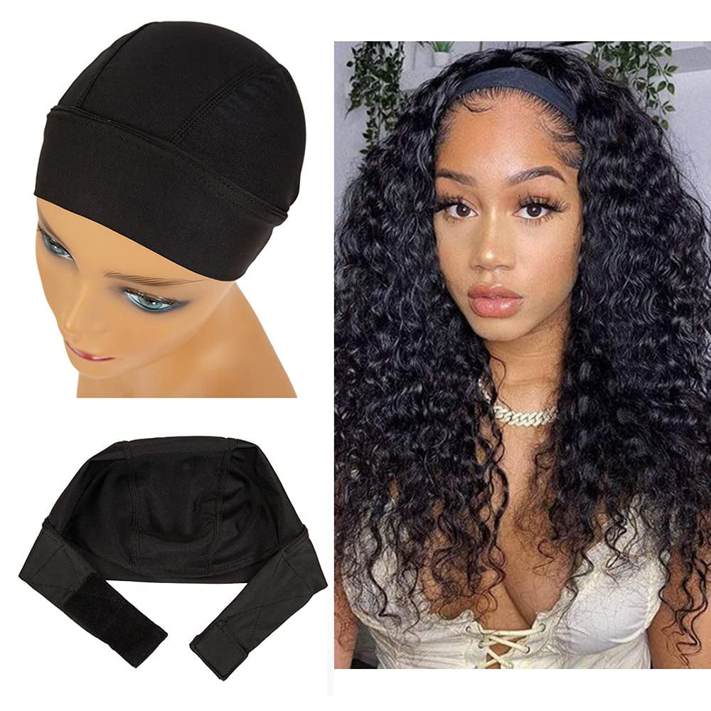 3 PCS Headband Wig Caps for Wig Making Black Dome Caps for Wigs Headband Wig Cap Wig Grip Cap