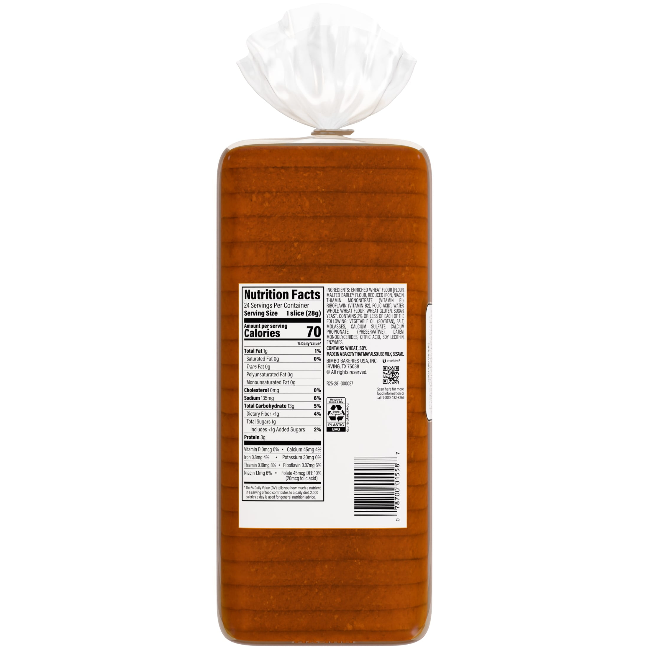 Mother's Split Top Wheat Bread, 24 oz, Wheat Bread, Bag