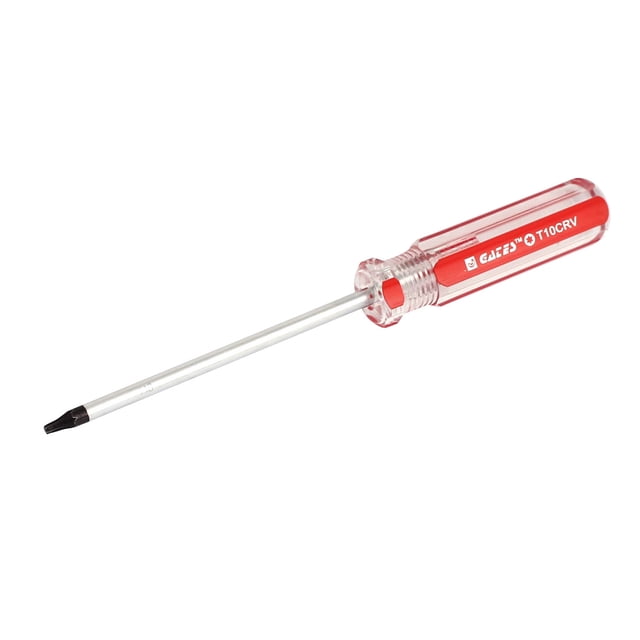 Destornillador de seguridad Torx magnético T10 con punta de 3 mm y mango de plástico rojo claro