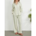 thumbnail image 5 of Rdhnmea Women’s 2 Piece Pajamas Set Long Sleeve Striped Print Button Down Shirt + Pants Set Loungewear Summer Outfits, 5 of 8