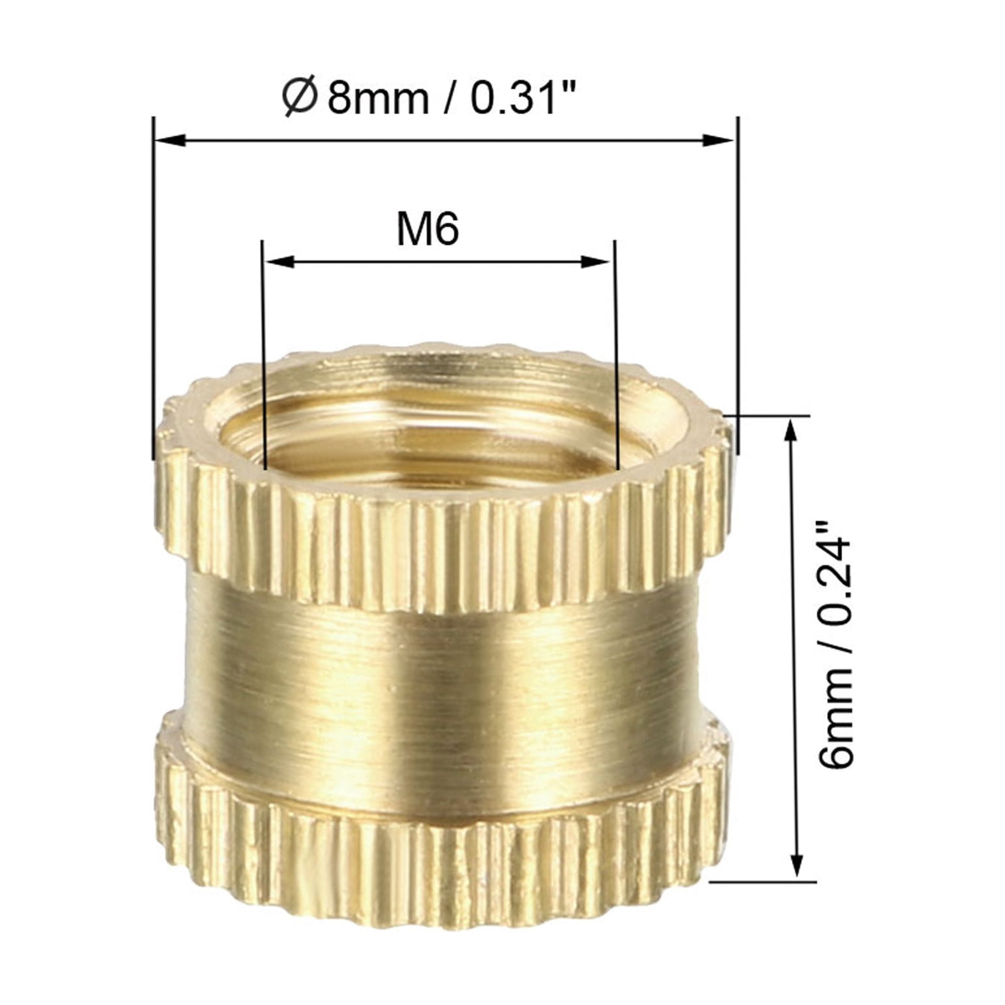 M6 x 6mm(L) x 8mm(OD) Brass Knurled Threaded Insert Embedment Nuts 200 Pcs