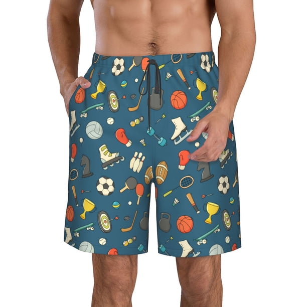 Balery Sports Ball Traje de Baño Estilo Hawaiano para Hombre, Shorts de Secado Rápido con Bolsillos-Small