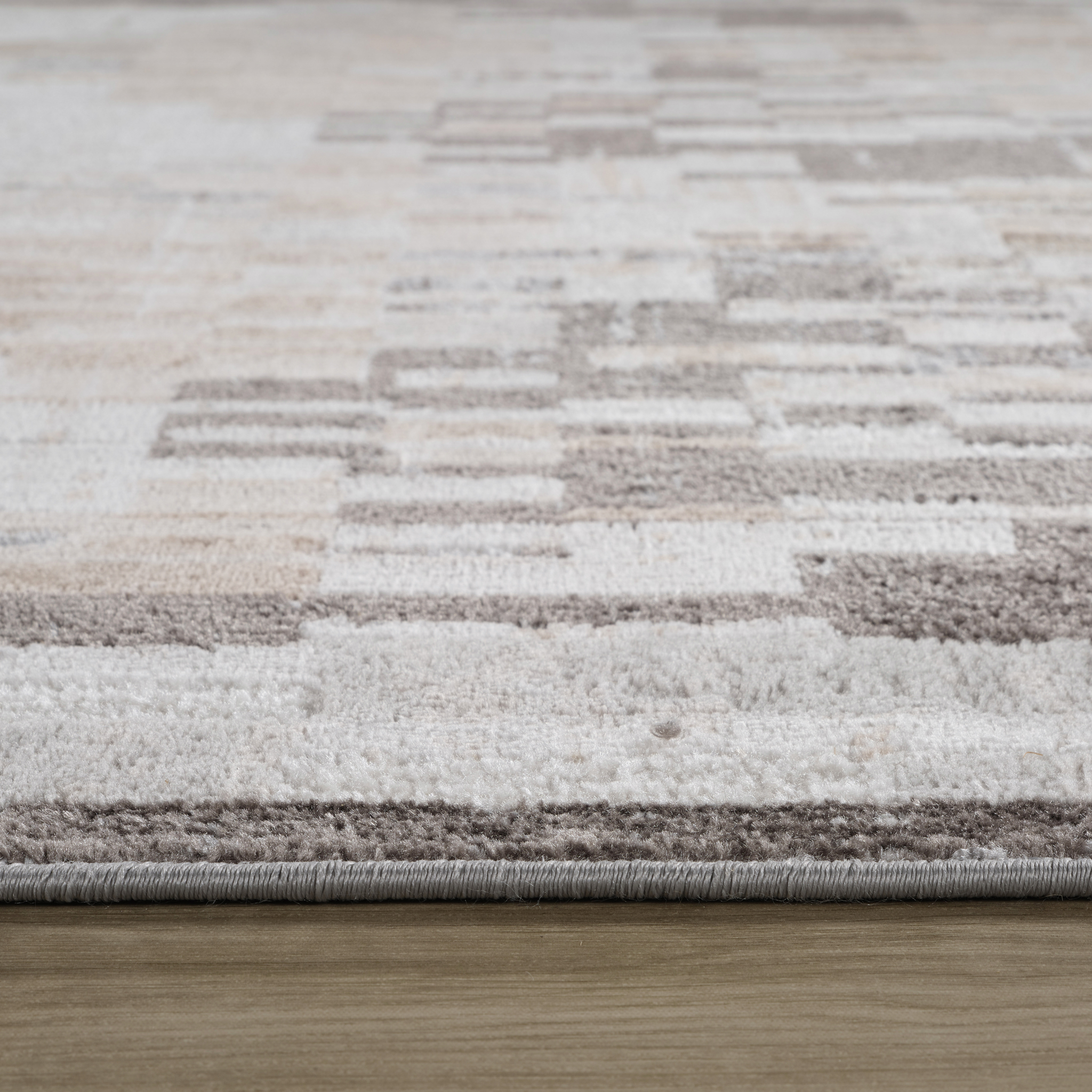 Tapis d'interieur abstrait Rug Branch Cadence, creme marron, moderne - Salon, chambre, salle a manger et cuisine