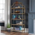 thumbnail image 3 of Kingfisher Lane 5-Shelf Metal Frame Bookcase Gold Satin/Faux Deco Stone, 3 of 9