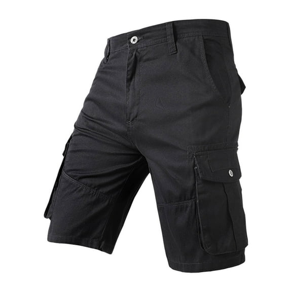 WREESH Men's Fashion Cargo Shorts Hiking Shorts Outdoor Workout Shorts Solid Color Casual Short Pants with Cargo Pockets Black