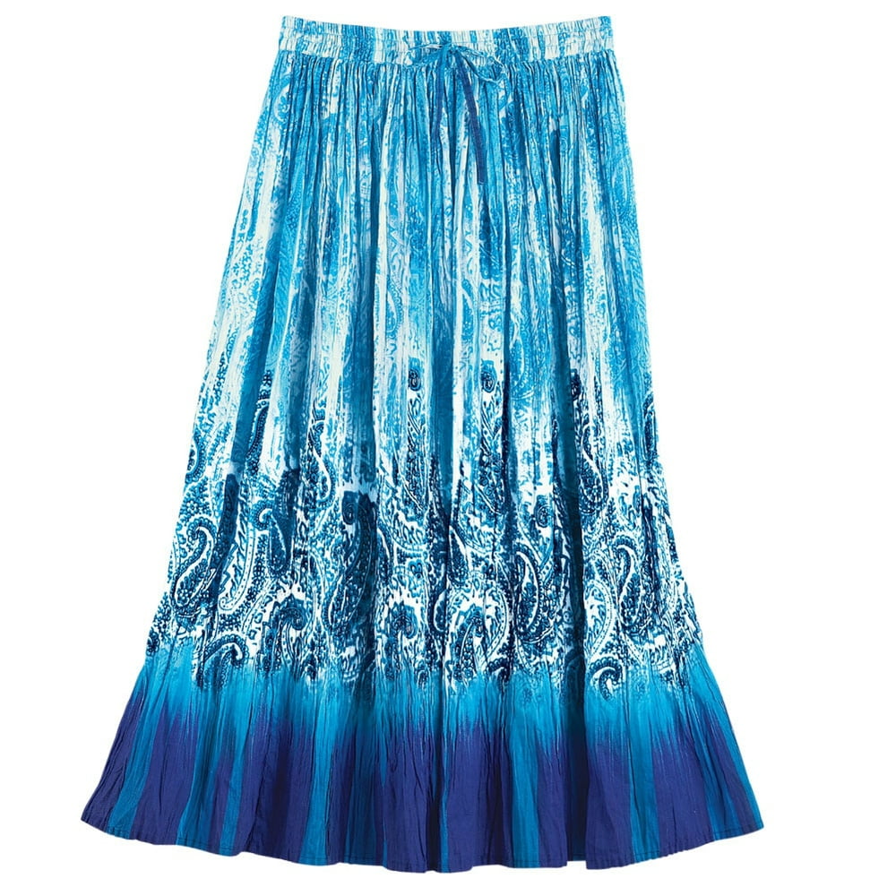 Collections Etc. - Women's Paisley Waterfall Skirt with Elastic String ...