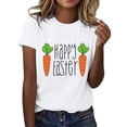 thumbnail image 1 of Prolriy Chemises de Pâques pour Femmes Joyeuses Pâques T-Shirt à Manches Courtes Col Rond Imprimé Carotte Tenue de Pâques Femmes, Hauts Femmes Blanc TTTG, 1 of 5