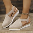 thumbnail image 2 of Dakaela Womens Wedges Sandals Closed Pointy Toe Platform Slip on Espadrille Elastic Criss Crooss Straps Slingback Summer Dressy Clogs Shoes Beige 6, 2 of 8