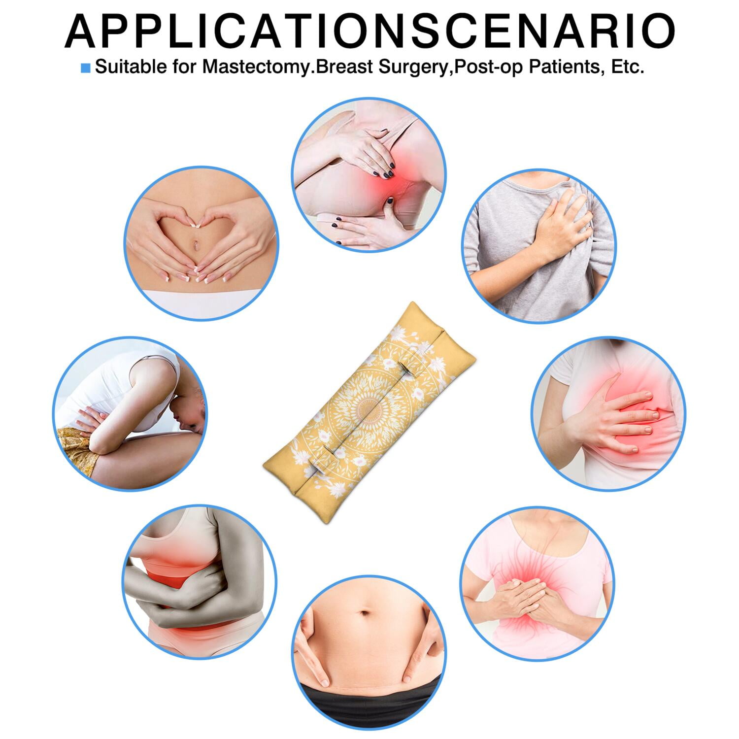 Recovery Seat Belt Pillow Post-Mastectomy & Heart Surgery Support (Rustic Folk)