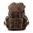 thumbnail image 3 of Mochila de lona resistente al desgaste para exteriores, mochila informal de gran capacidad para adultos, mochila de viaje para escalada de montaña Café de color oscuro, 3 of 8