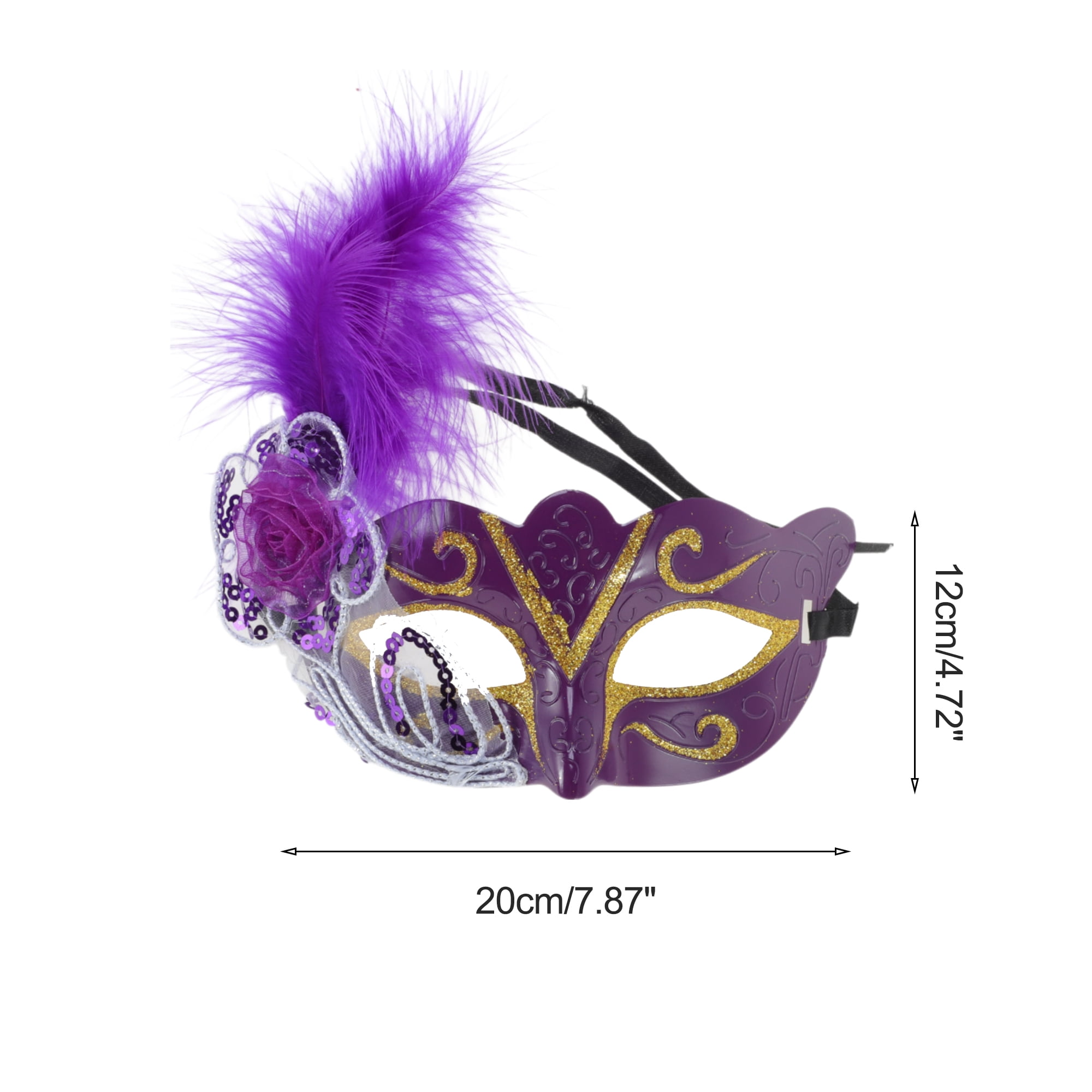 Unique Bargains 1 Pack Dancing Queen Feather Half Face Party Mask Purple