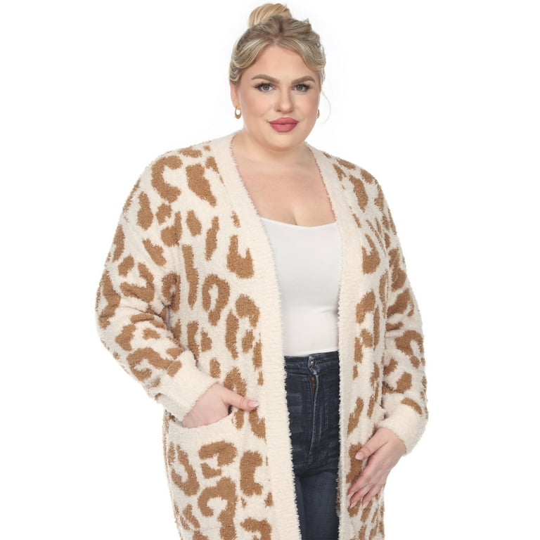 White Mark Women's Long Sleeve Leopard Sherpa Cardigan - Walmart.com