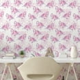 thumbnail image 2 of Ambesonne Flamingo Peel & Stick Wallpaper for Home, Pinkish Roses and Birds, 13"x72", Pale Fuchsia Violet and White, 2 of 5