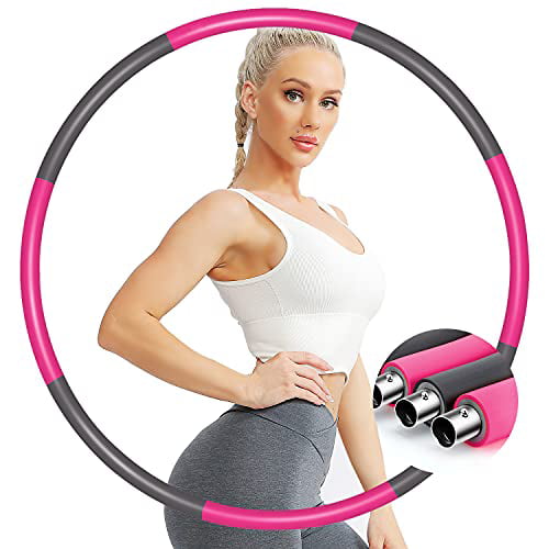 Green-Gray 8 Section Detachable Design Soft Workout Hoop Fitness Exercise Hoop with Ruler for Adults & Kids Weighted Exercise Hoop 