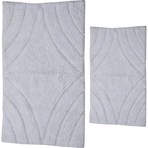 Textile Decor Castle 2 Piece 100pct Cotton Diamond Spray Latex Bath Rug Set