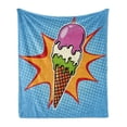 thumbnail image 1 of Ice Cream Soft Flannel Fleece Blanket, Retro Pop Art Style Cone with Digital Dots Comic Lifestyle Old Fashioned Graphic, Cozy Plush for Indoor and Outdoor Use, 50" x 60", Multicolor, by Ambesonne, 1 of 6