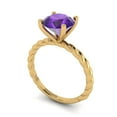 thumbnail image 2 of Clara Pucci 14K Yellow Gold Solid Gold Amethyst Solitaire Anniversary Ring for Women - 2 cttw Round Cut, 2 of 8