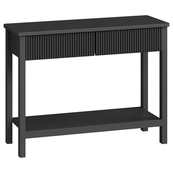 HOOBRO 39.3'' Console Table, Narrow Entryway Table with 2 Wavy Drawers, Sofa Table with 2 Tier Storage Shelf, Behind Couch Table, Display Stand, for Hallway, Entryway, Living Room, Black BK89XG01