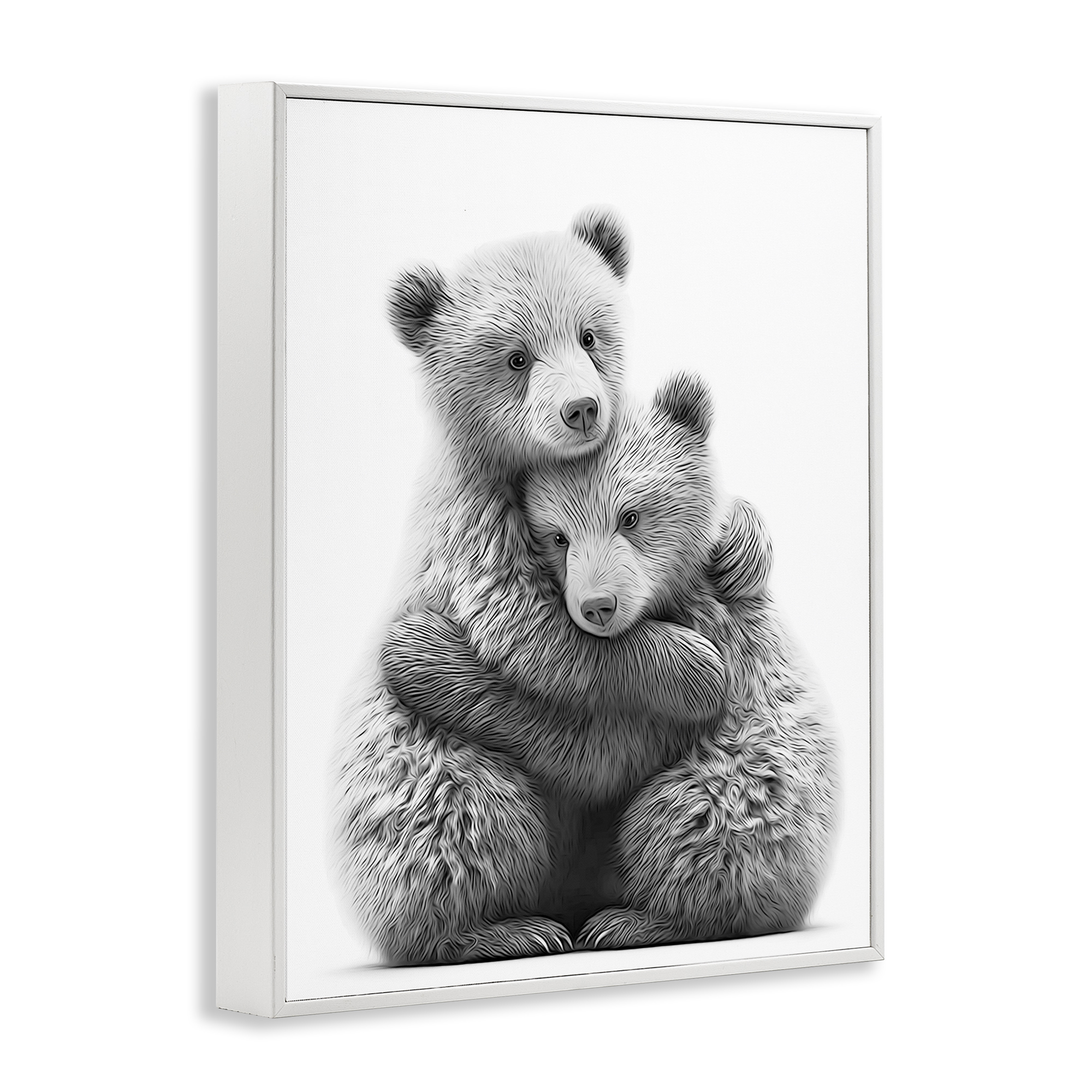 Stupell Industries Two Hugging Bears Animals & Insects Painting White Framed Art Print Wall Art, 16 x 20