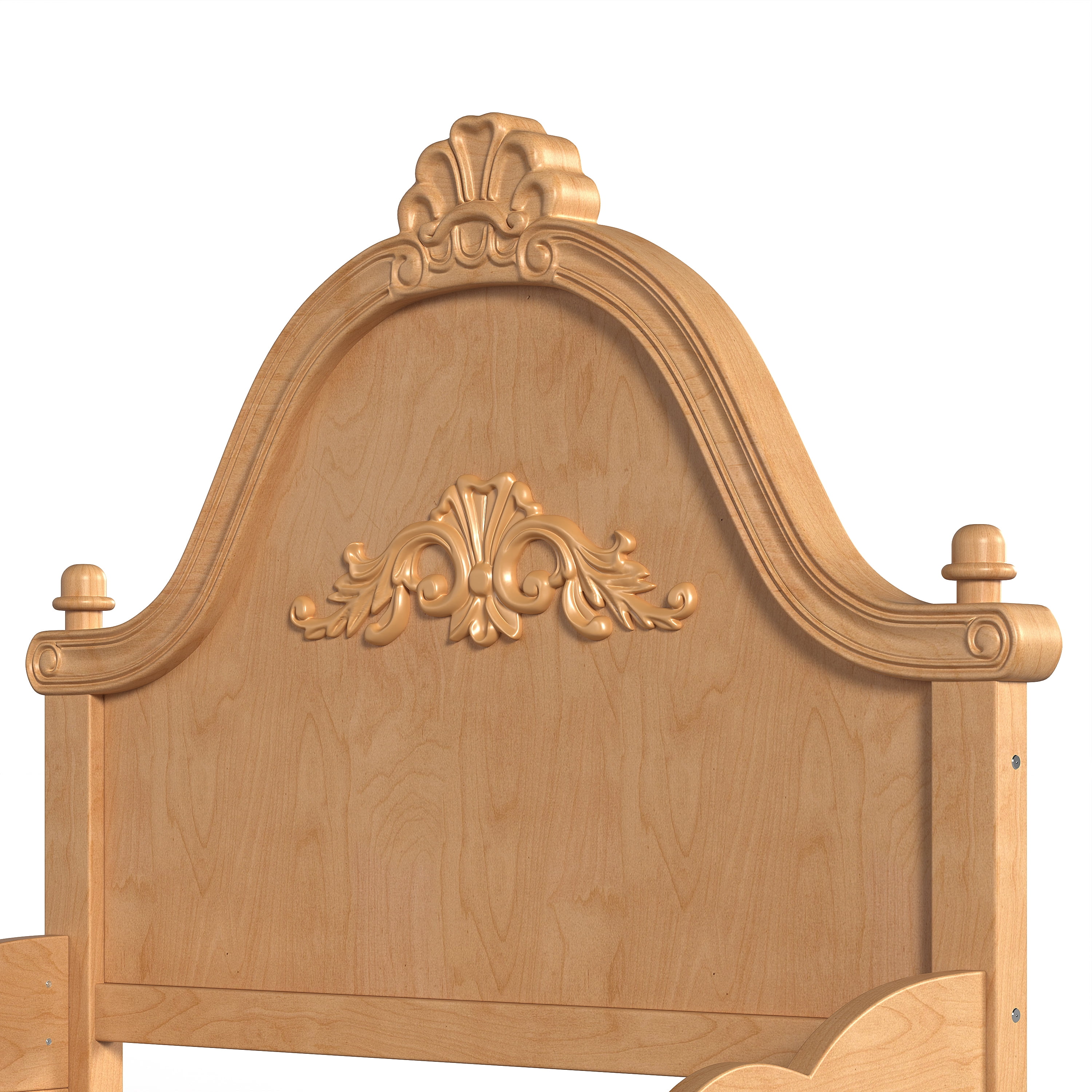 GARITIN Twin Vintage Carved Platform Bed with Headboard, Solid Wood Bed Frame with Slatted Support, Low Profile Platform Bed, No Box Spring Needed, Natural