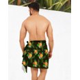 thumbnail image 2 of HAPPY BAY Men's Swimwear Cover Up Samoan Beachwear Summer Pareo Standard Sarong Wrap Casual Vacation Lava Lava for Men Cover-Up One Size Pineapple Floral, Black For Dad, 2 of 5