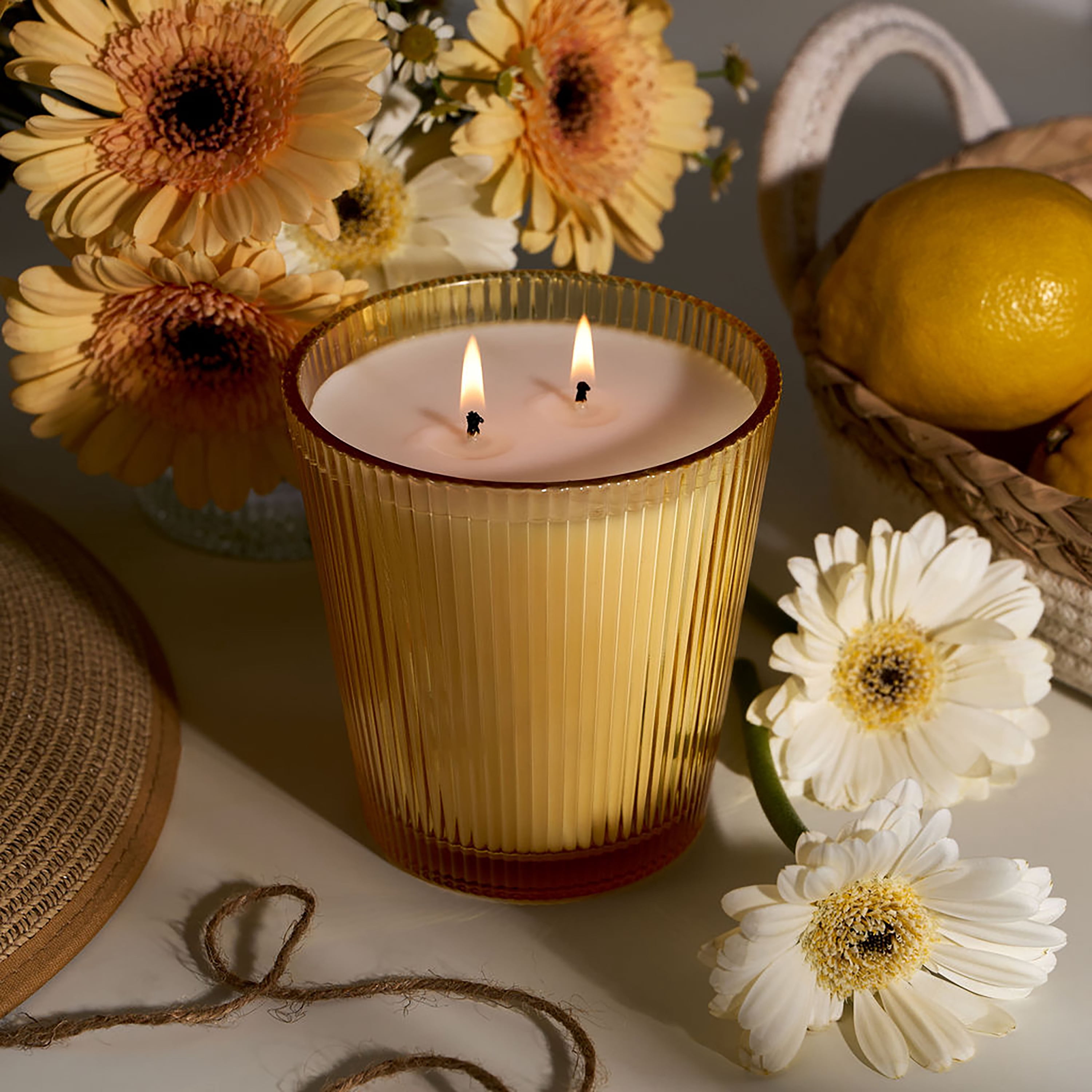 Better Homes & Gardens Fine Fragrance Collection, Sunshine Daisy Scented 2-Wick Jar Candle 16 oz.