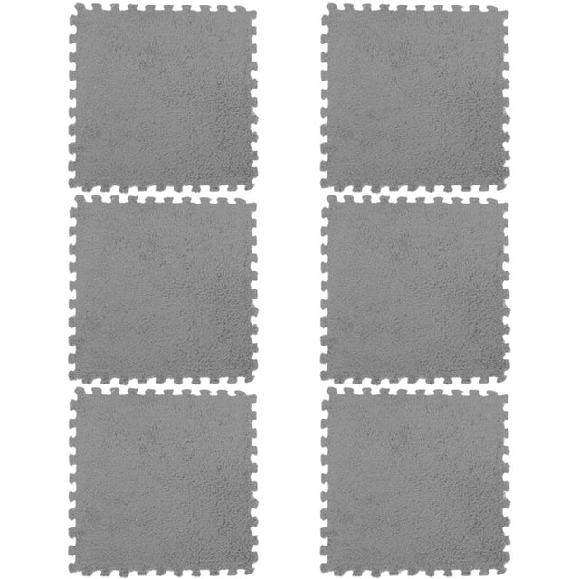 OULII 6Pcs Grey Interlocking Floor Mats Lightweight Durable Cushions for Workshop Use