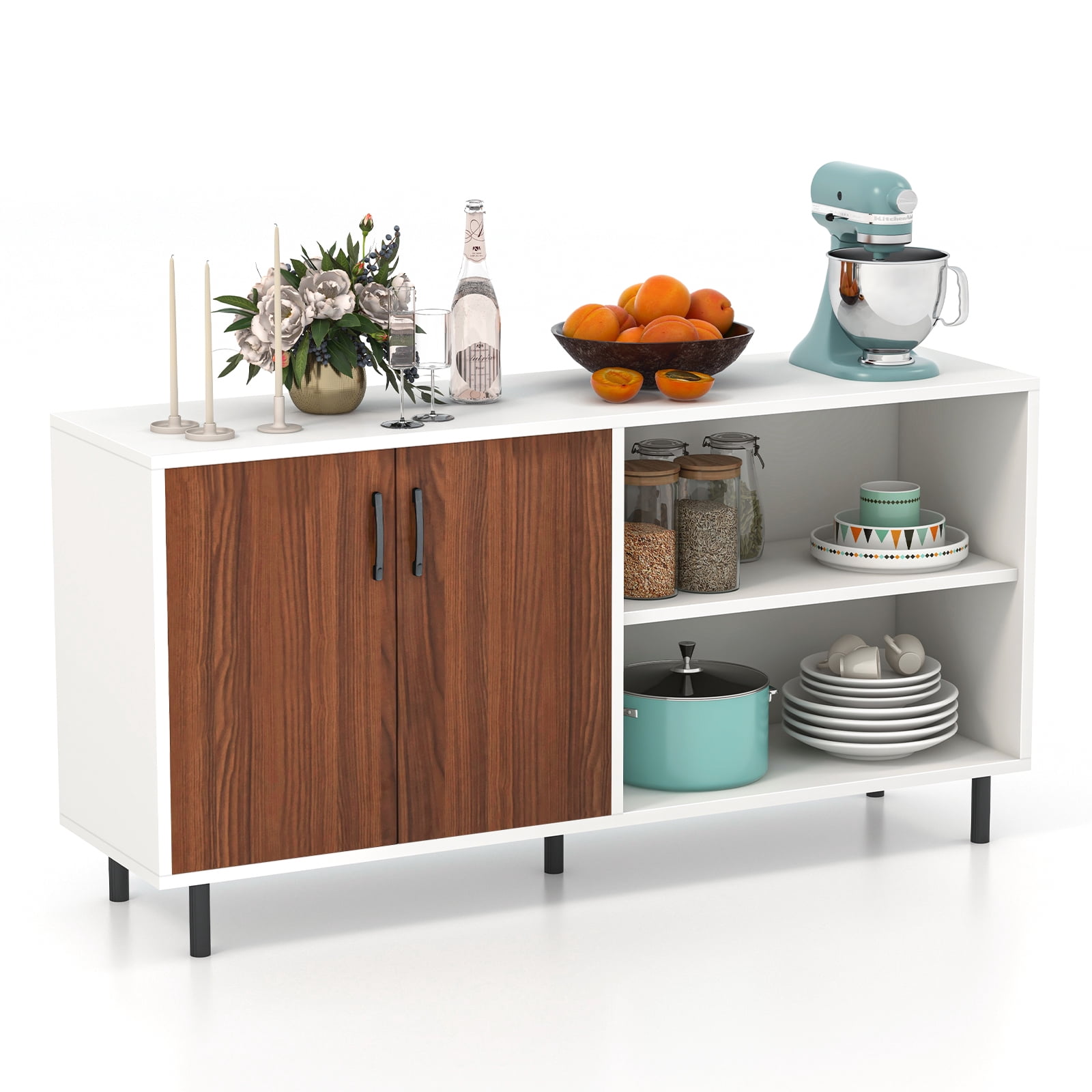 Giantex 3-Door Buffet Cabinet With Drawer - 35"x16"x31.5" Kitchen Storage Cupboard