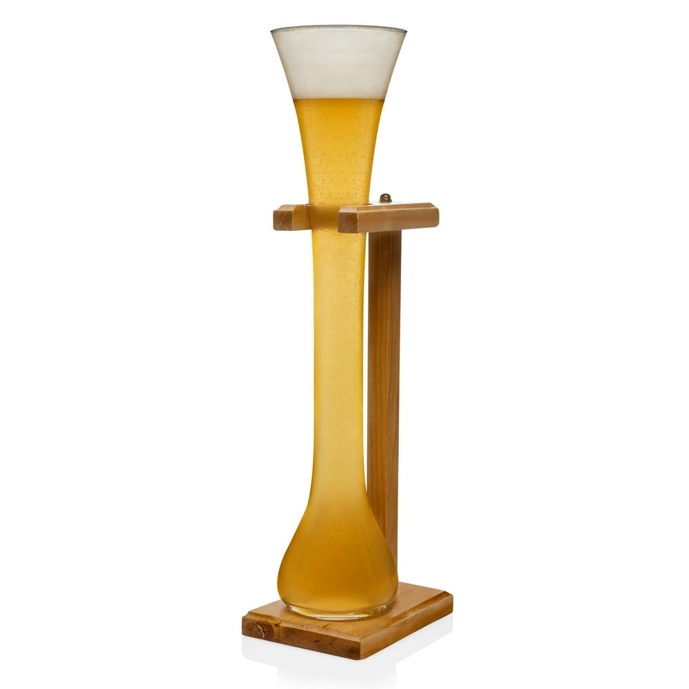 Libbey Craft Brews HalfYard of Ale Beer Glass with Wood Stand, 32