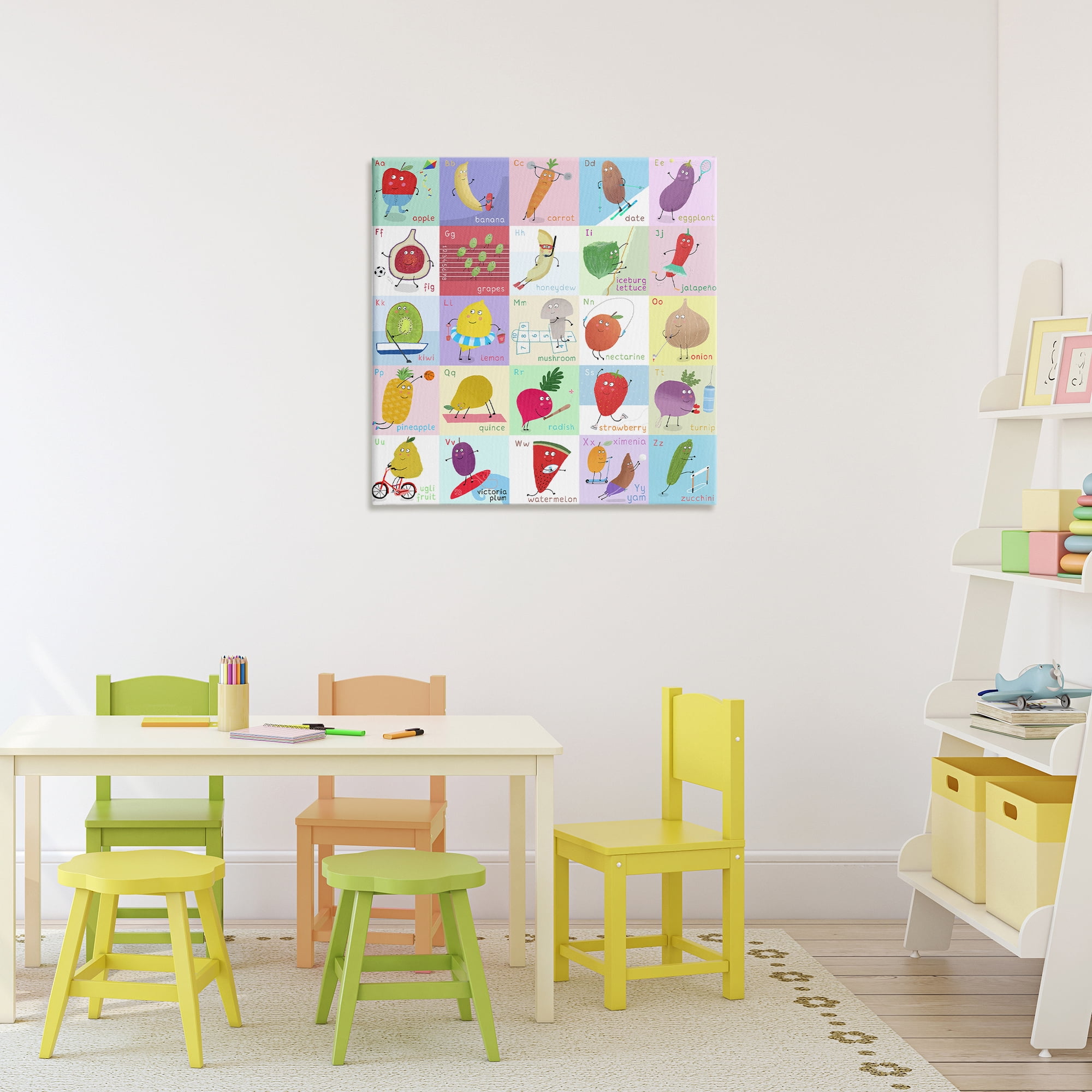 Stupell Industries Sporty Fruit Educational Canvas Wall Art, design by Carla Daly
