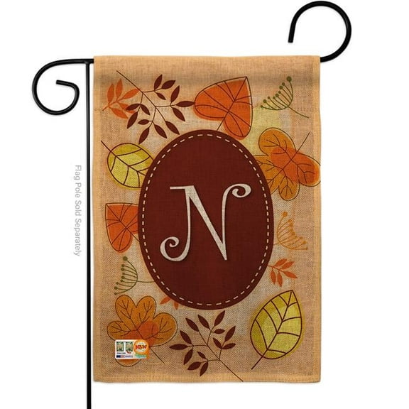 13 x 18.5 in. Autumn N Initial Burlap Fall Harvest & Impressions Decorative Vertical Double Sided Garden Flag