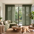 thumbnail image 2 of TOPICK Farmhouse Sage Green Curtains Linen Blend Semi Sheer Curatins 96 inch Light Filtering Drapes for Living Room Bedroom Dining Room Set of 2, 2 of 9
