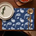 thumbnail image 4 of Blue Pioneer Flower and Paisley Pattern Summer Placemats Table Placemats Set Of 6-Linen Kitchen Washable Placemats Table Mats 11.8"x17.7" Non-Slip Heat Resistant, 4 of 5