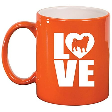 

Ceramic Coffee Tea Mug Cup LOVE Pug (Orange)