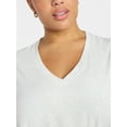 thumbnail image 4 of Terra & Sky Women’s Plus V Neck Tee with Short Sleeves, Sizes 0X-5X, 4 of 5
