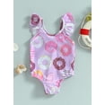 thumbnail image 2 of Baby Toddler Girls Summer Romper Swimwear 3 6 9 12 18 24 Months Sleeveless Cartoon Donut Print Bathing Suit, 2 of 8