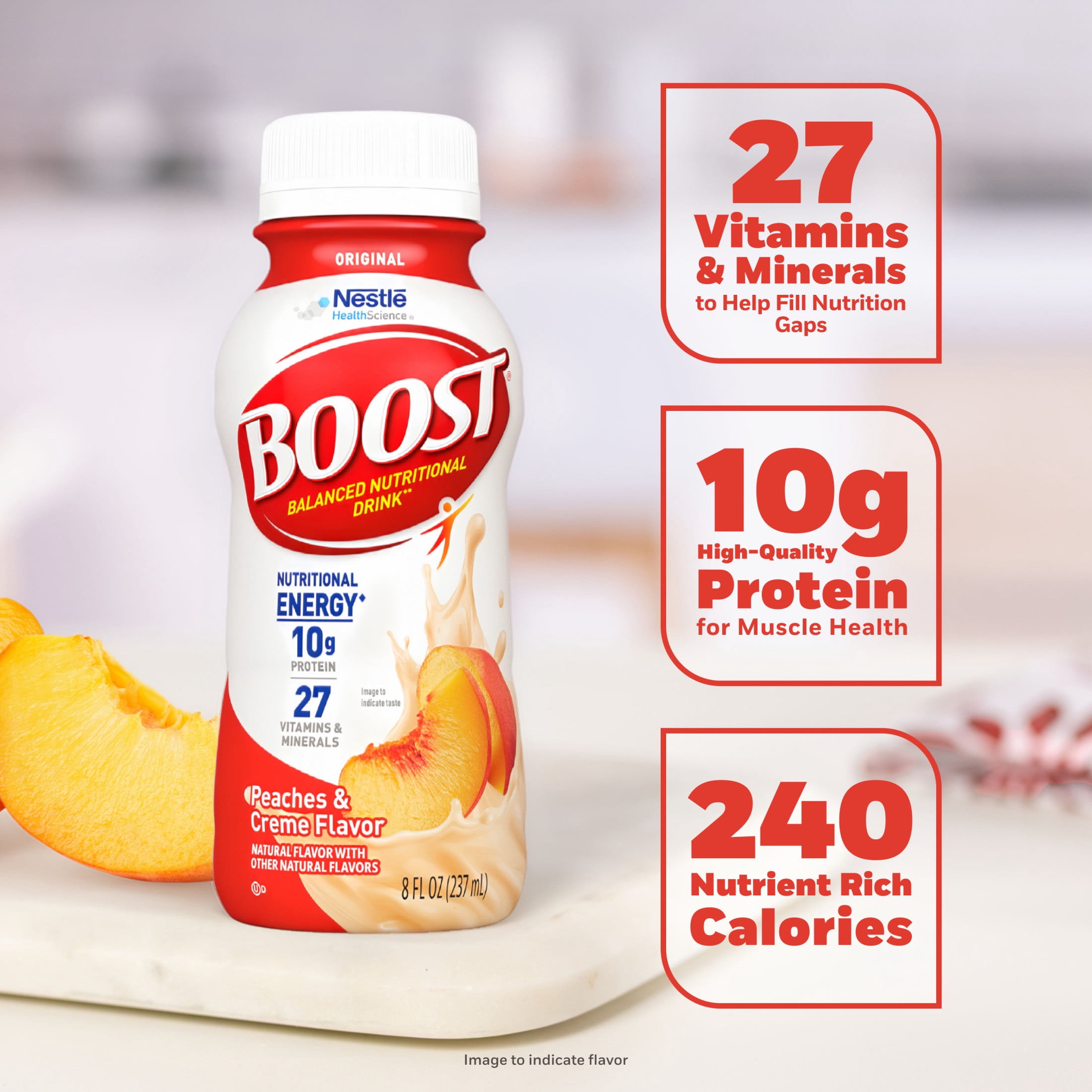 BOOST Original Ready to Drink Nutritional Drink, Peaches & Creme, 6 - 8 fl. oz. Bottles