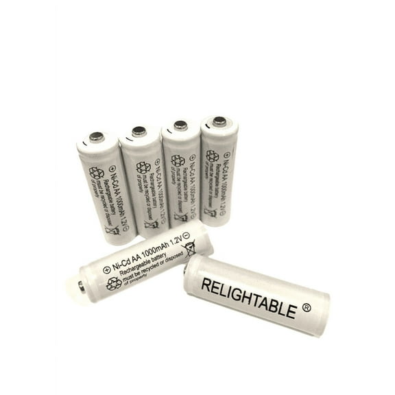 6-PCS Rechargeable NiCd AA 1000mAh 1.2V Ni-Cad Batteries Solar-Powered Light RELIGHTABLE Q6