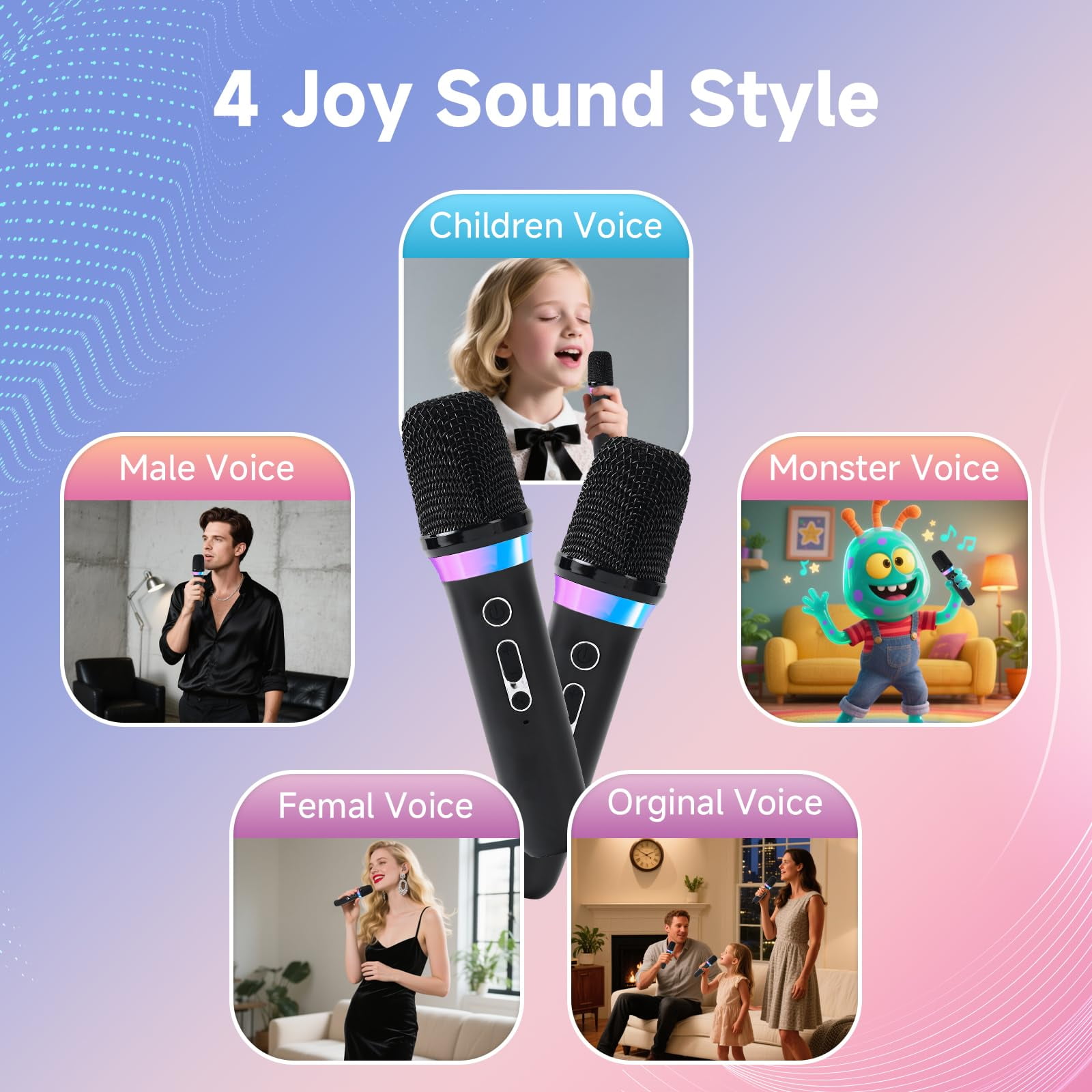CJYGEGE Car Karaoke Microphone,Dual Handheld Rechargeable Mic with 3.5mm Aux in and Out Receiver,Volume Control Karaoke Microphone for Singing, Speech, Home Party, YouTube/Tiktok(Black)