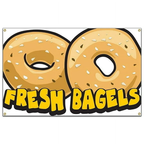 SignMission B-60 Fresh Bagels 36 x 60 in. Banner Sign - Fresh Bagels