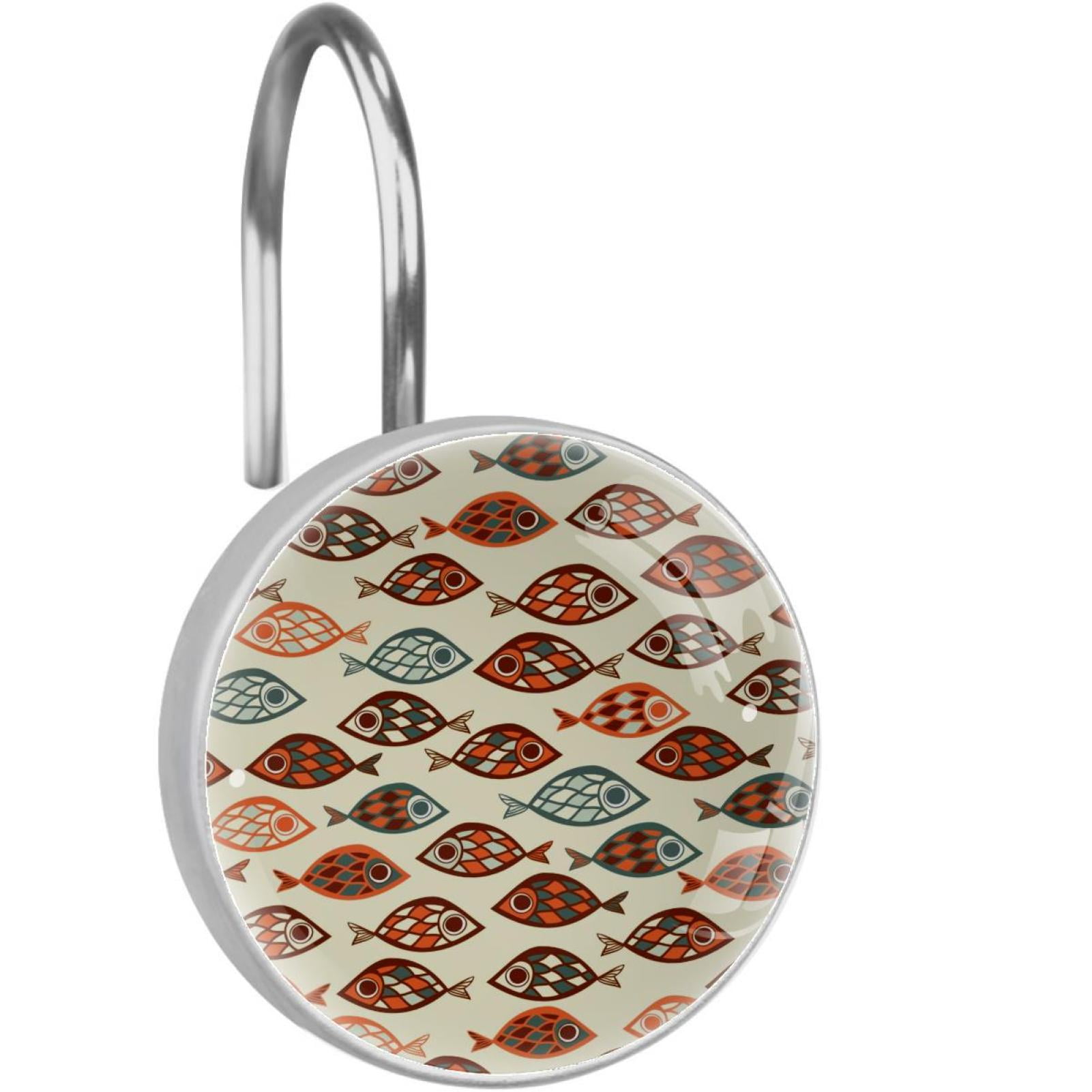 Abstract Fish Shower Curtain Hooks（Set of 12）for Home Hotel Shower Rods