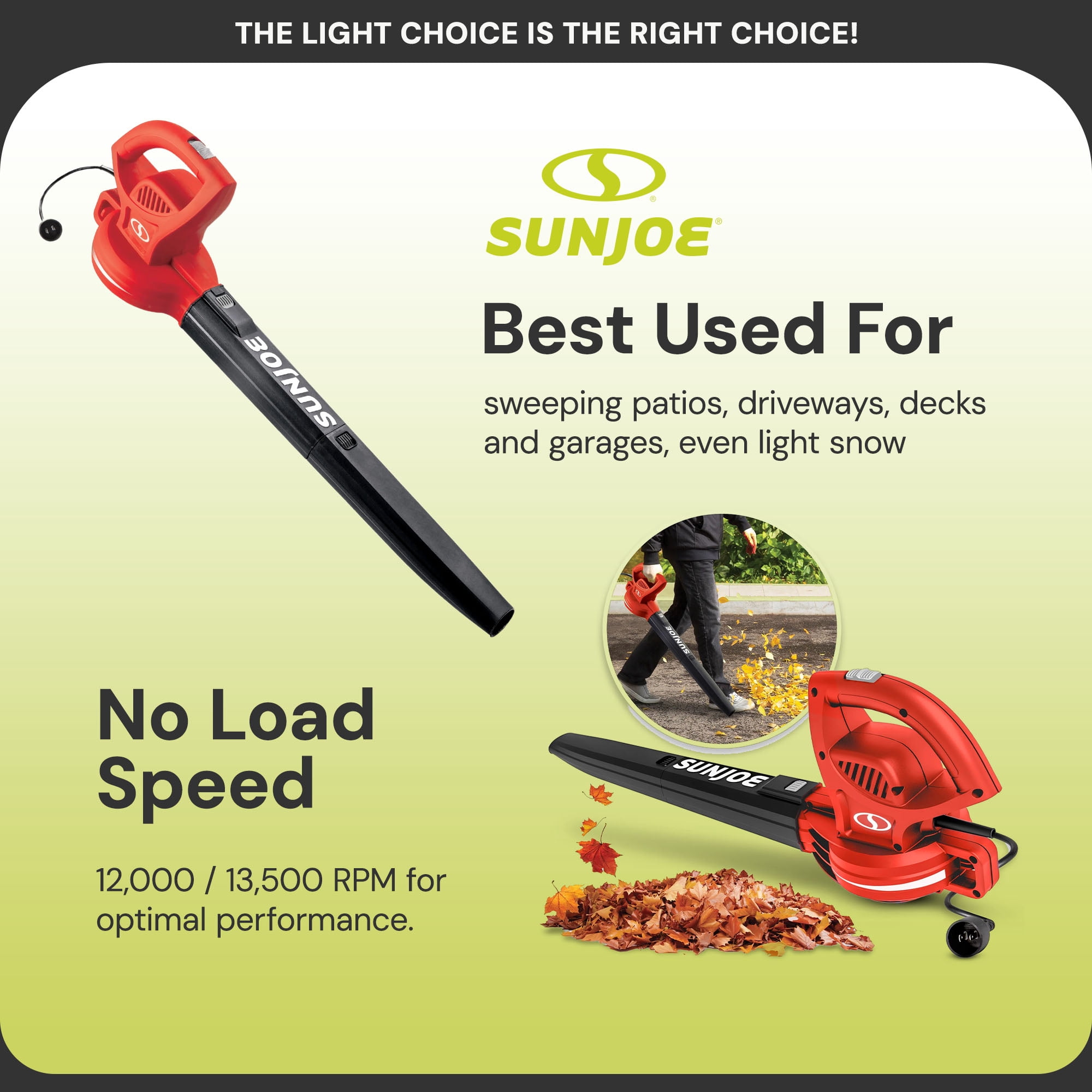 Open Box Sun Joe 6-Amp 155 mph Corded Handheld Leaf Blower, Light-Duty Lawn Tool, Red