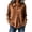 Brown, variant on Women's Solid Color Shirts Lapel V Neck Long Sleeve Blouse Front Pleat Blouses for Women Blue L