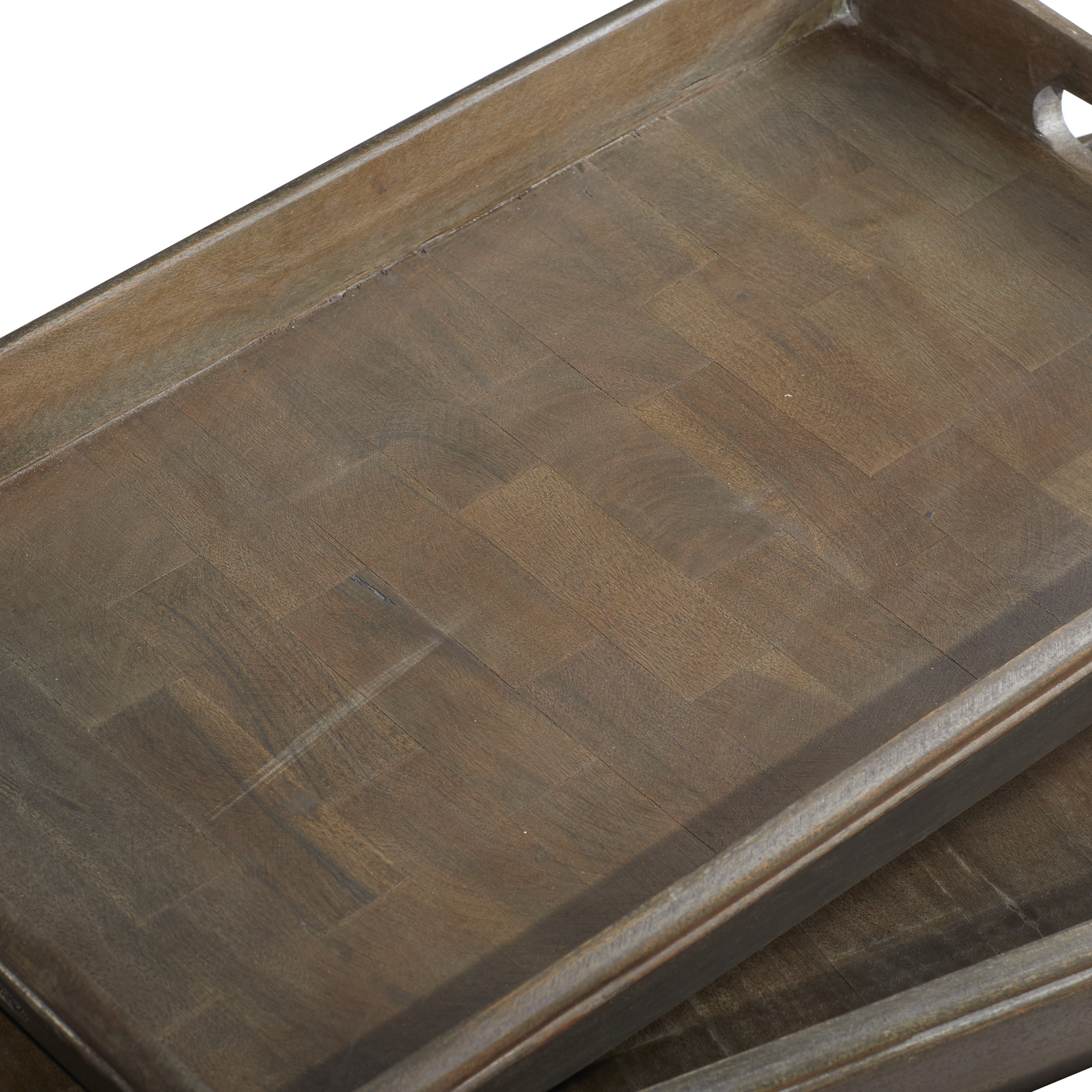 DecMode 18", 20", 22"W Wood Farmhouse Tray, Brown, 3 - Pieces