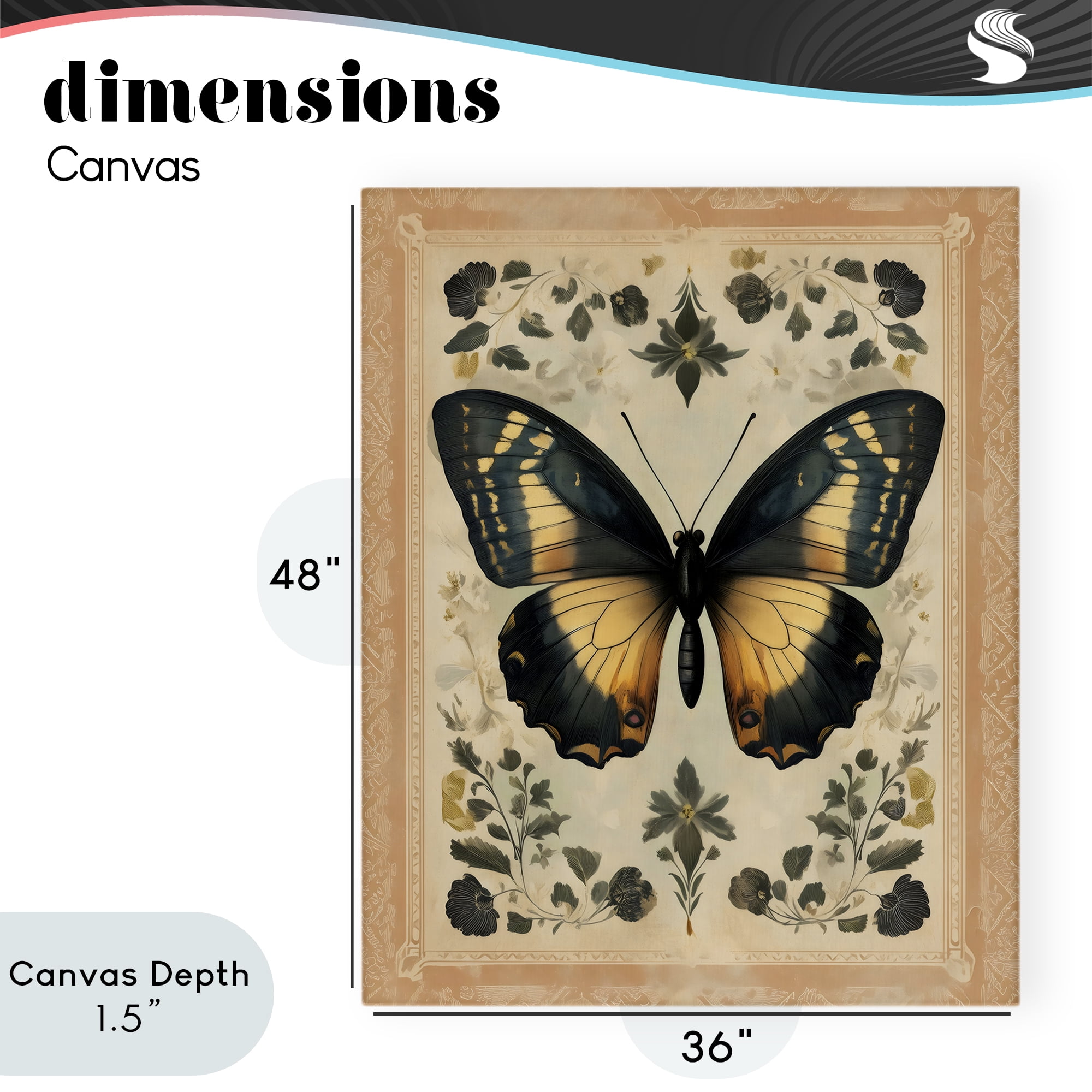Stupell Industries Vintage Butterfly Botanical Illustration Canvas Wall Art, design by Arlington Prints