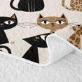 thumbnail image 5 of Manfei Funny Kitten Bed Spread Queen, Kawaii Lines Cat Queen Coverlet Set, Beige Brown, 3-Piece, 1 Quilt and 2 Pillowcases, 5 of 7
