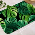 thumbnail image 5 of Green Tropical Leaves 16x24 Flannel Bath Mat for Bathroom, Anti-Slip Backing Soft Bathroom Rug, Washable Water Absorbent Mat, 5 of 9