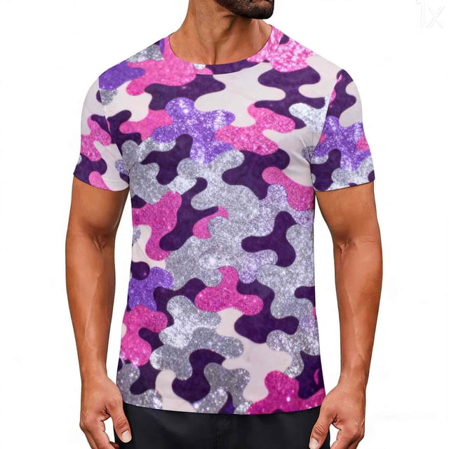 Sea la Camisa Ligera Hombres Mujeres Unisex Camuflaje Gradiente Imprimir Manga Corta Cuello Redondo Top, Camisas de Mujeres Casual