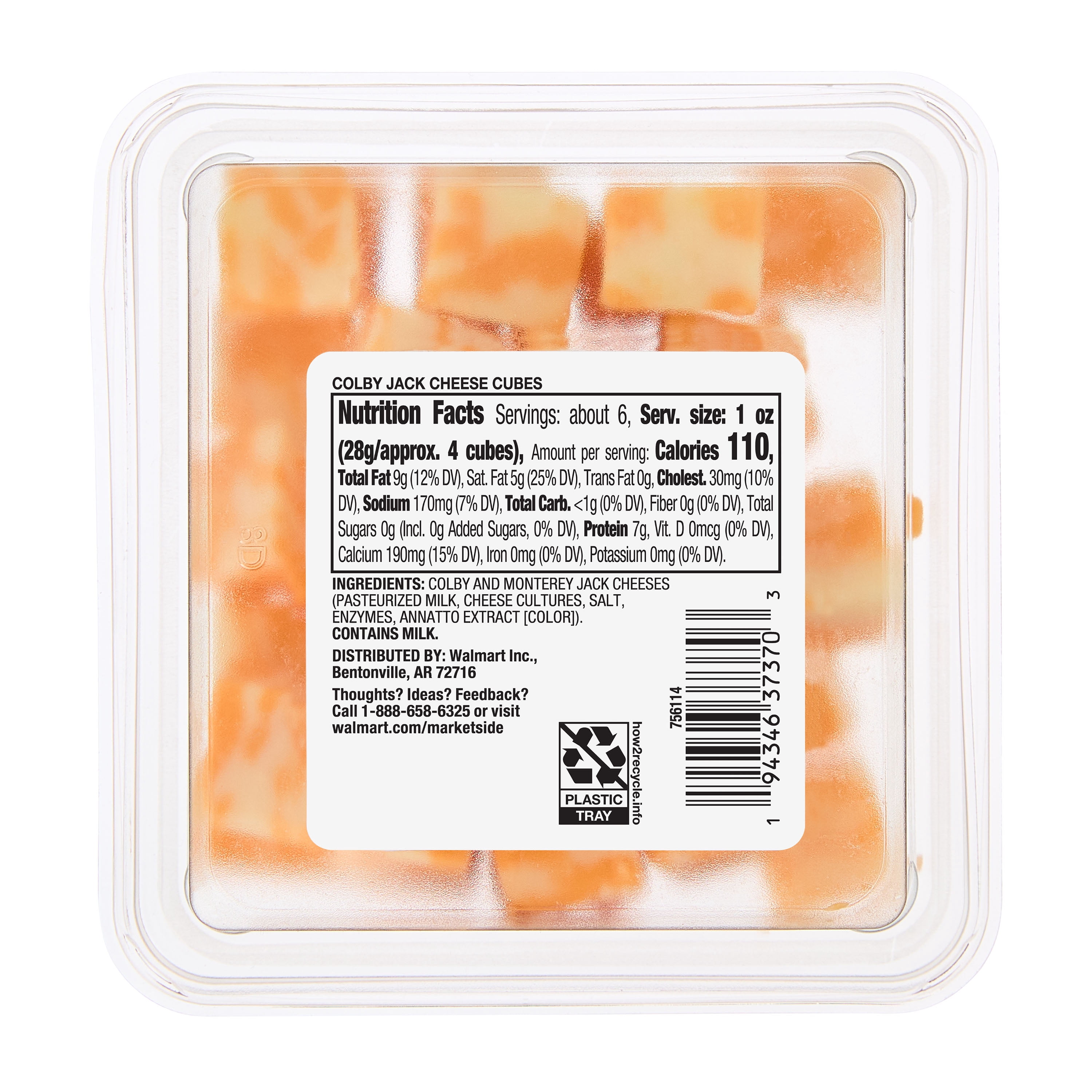 Marketside Colby Jack Cheese Cubes, 6 oz Plastic Cup (Refrigerated)