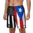 thumbnail image 5 of Mens America Puerto-Rico Flag Swimming Trunks with Compression Liner Beach Quick Dry Swim Shorts, 5 of 6